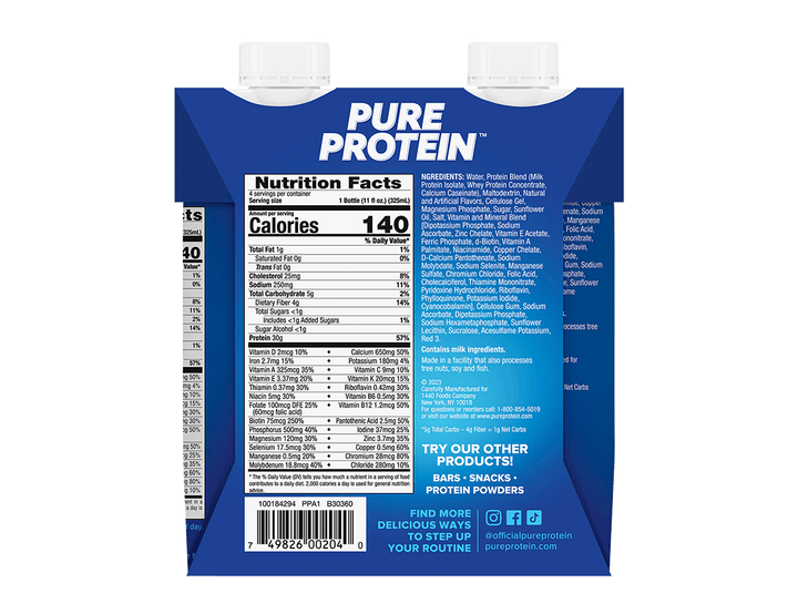 Products Strawberry Milkshake Complete Protein Shake - Nutrition Panel