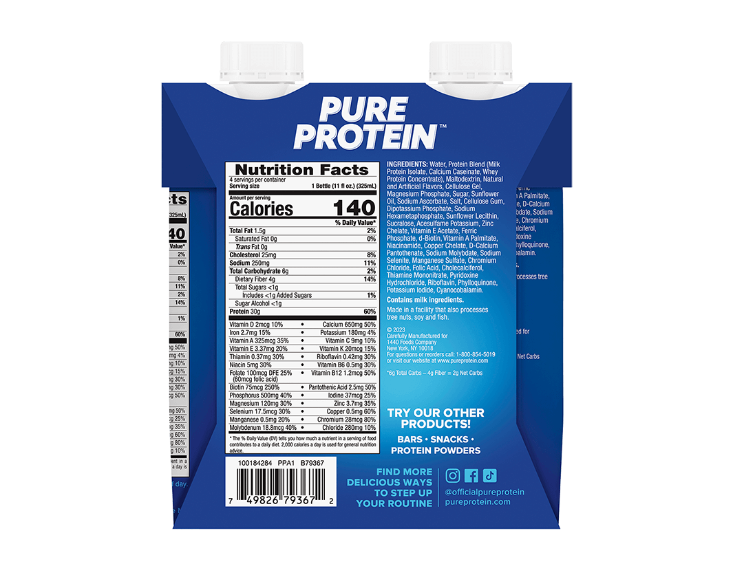 Vanilla Milkshake Complete Protein Shake - Nutrition Panel