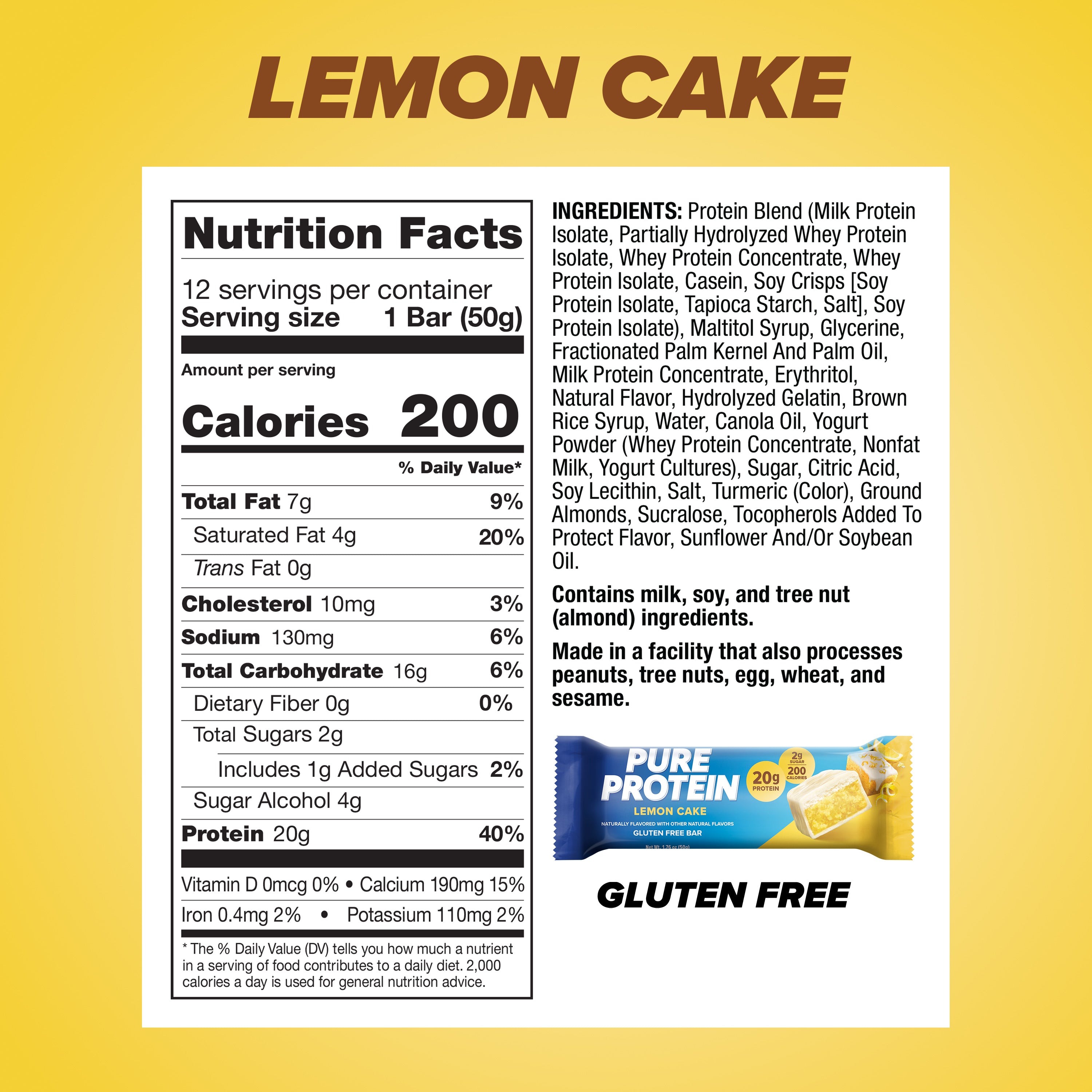 Lemon Cake Protein Bar Pure Protein Lemon Cake Protein Bar Pure Protein