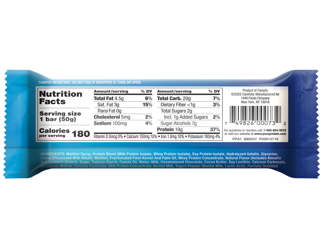 Chocolate Mint Cookie Bar nutrition facts