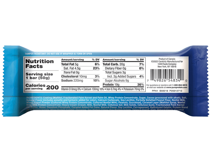 Chocolate Salted Caramel Protein Bar - Nutrition Panel
