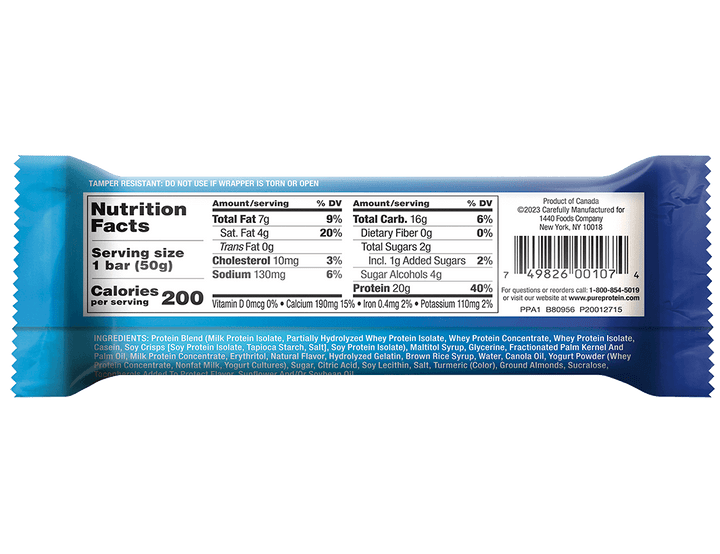 Products Lemon Cake Protein Bar - Nutrition Panel