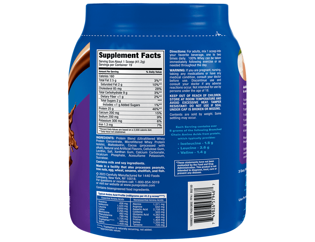 Rich Chocolate 100% Whey Protein Powder - (1.75 lb. Canister)