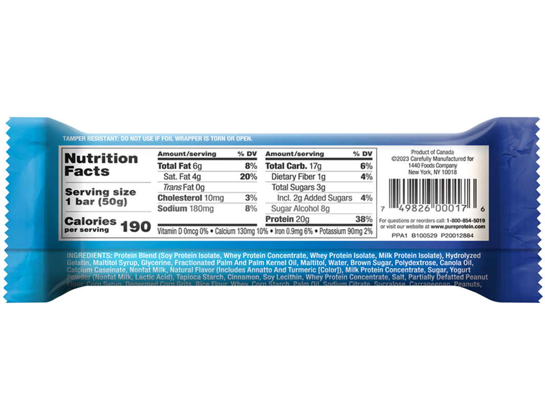 Caramel Churro Bar - Nutritional Panel