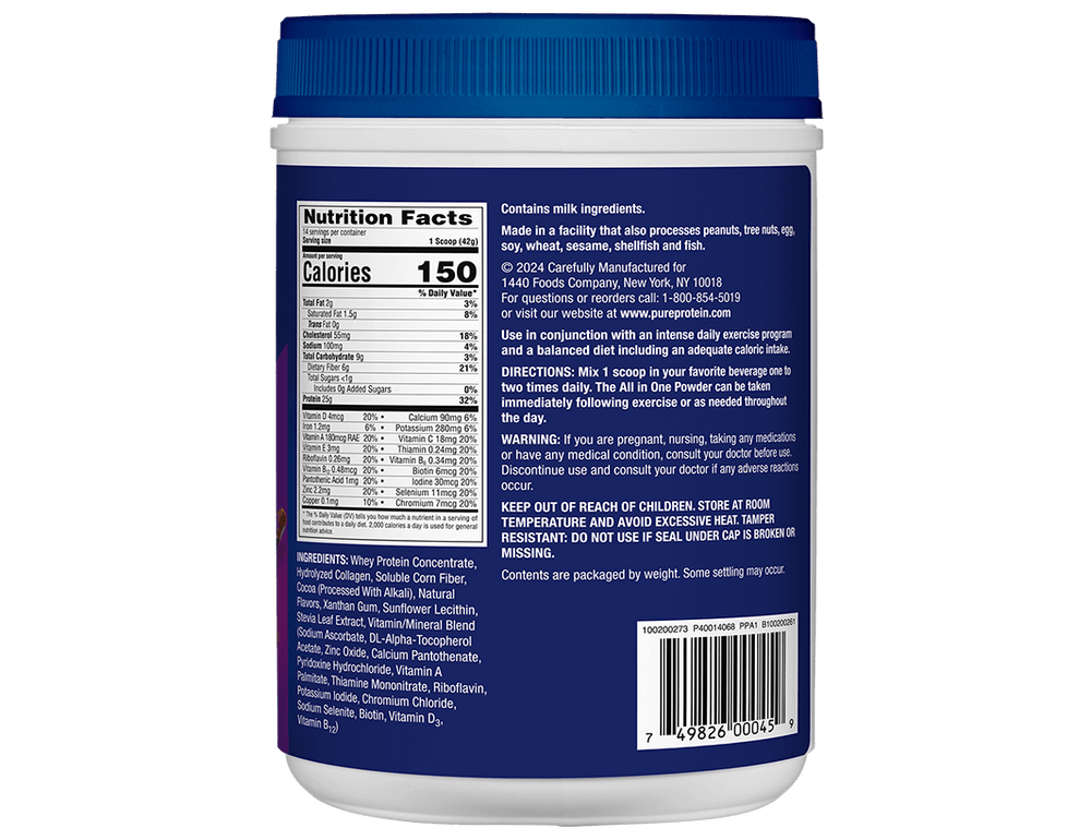 
                  
                    Rich Chocolate All in One Powder (1.25 lb.) Nutritional Facts Panel
                  
                