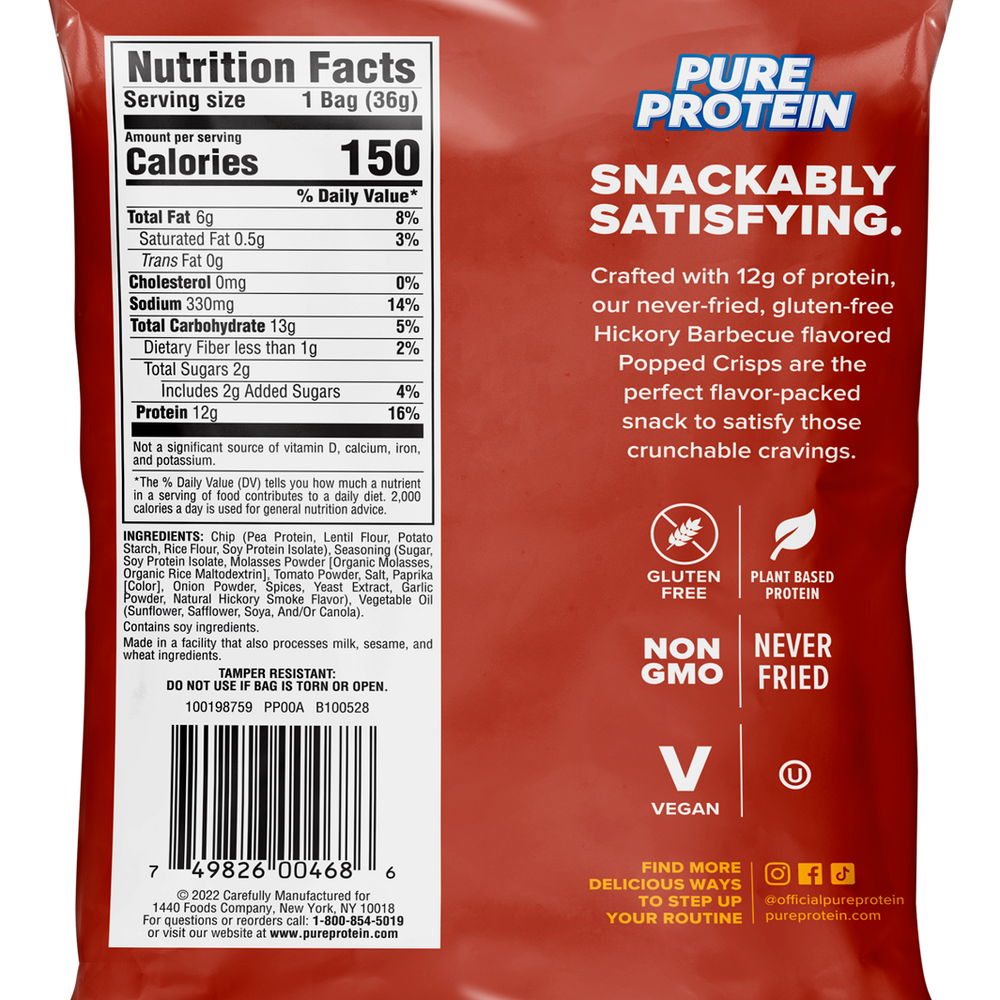 
                  
                    Popped Crisps Variety Pack-Hickory Barbecue  Nutrition Facts package back
                  
                