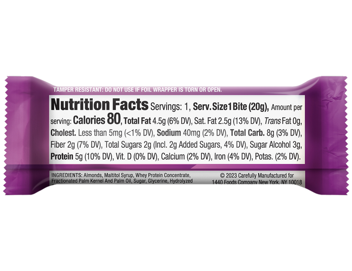 Chocolate Almond Fudge Candy Bar Bites Nutrition Panel